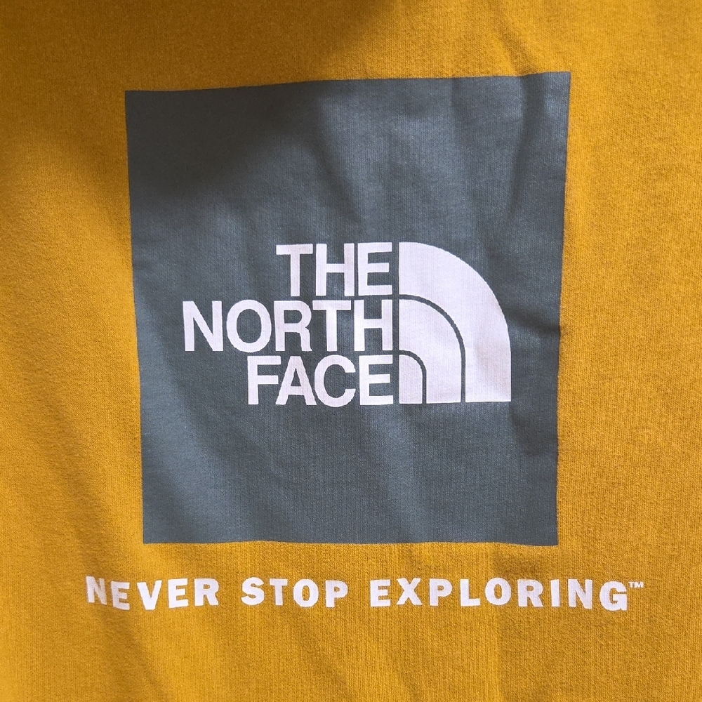 Men’s The North Face Mustard Yellow Hoodie Small Logo Graphic Pullover Streetwea